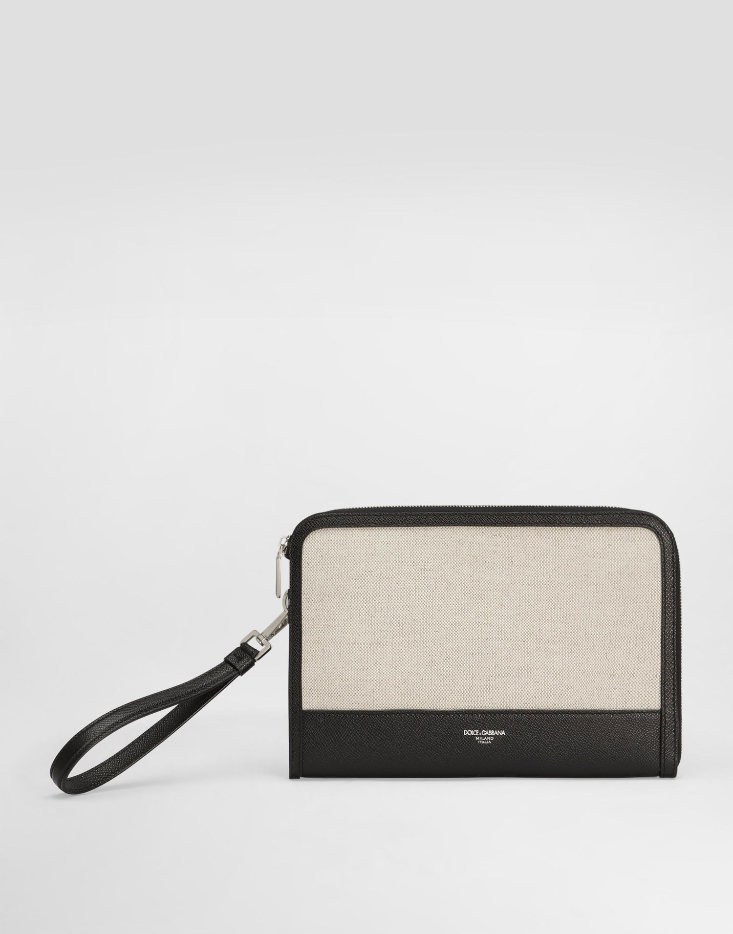 Batohy a tašky Dolce & Gabbana Dolce & Gabbana Atene Canvas and Calfskin Clutch Béžová | BM2528AE8558S469, 0