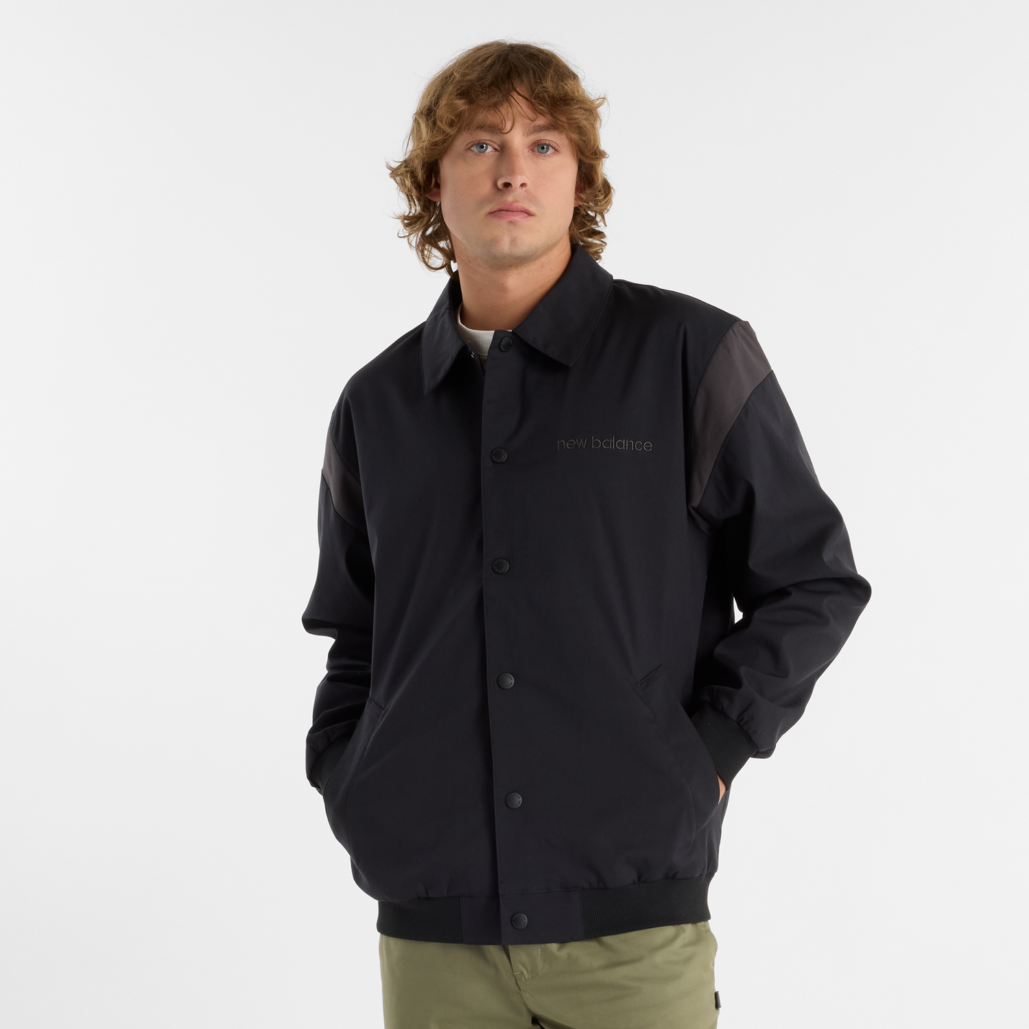 Bomber bunda New Balance Men's Coach Jacket Čierna | NBMO51507BK, 0