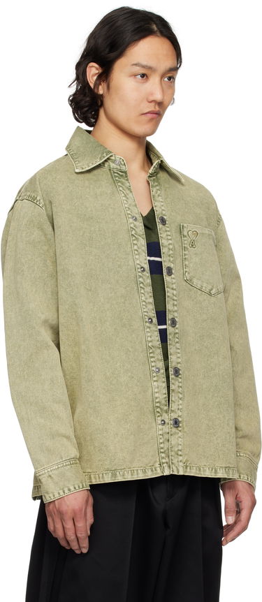 Košeľa AMI AMI Paris Cotton Ami de Coeur Denim Overshirt Zelené | HJK273.DE0064, 1