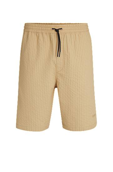 Šortky BOSS Relaxed Fit Cotton Seersucker Shorts Béžová | 50534661, 0