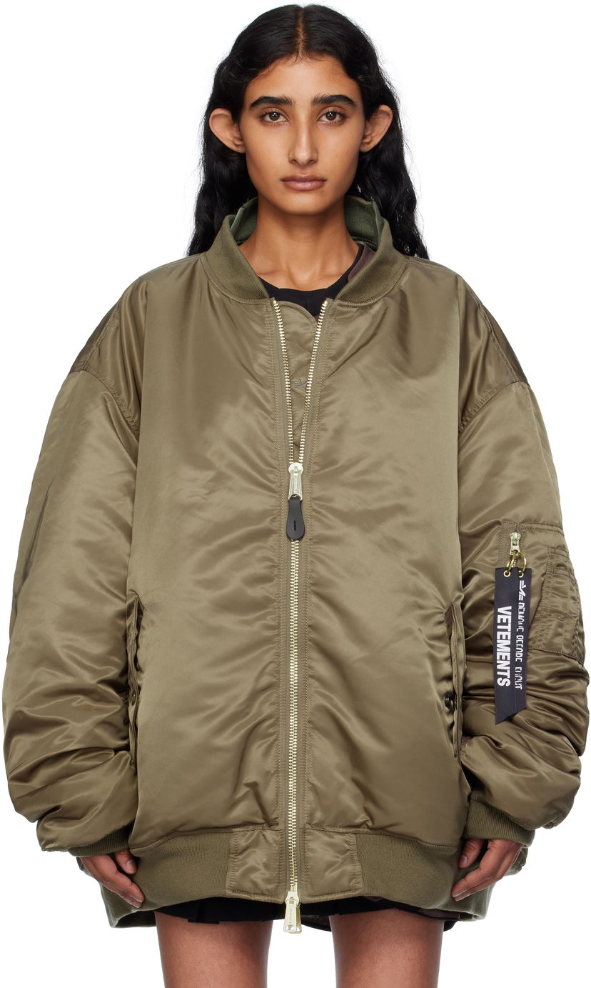 Bomber bunda VETEMENTS Vetements Alpha Industries Edition Cut-Up Reversible Jacket Zelené | UH76BO450GO