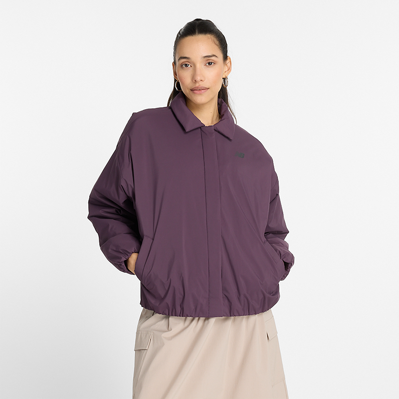 Bomber bunda New Balance Lightweight Full-Zip Collared Jacket Fialová | NBWJ43506PLN, 0