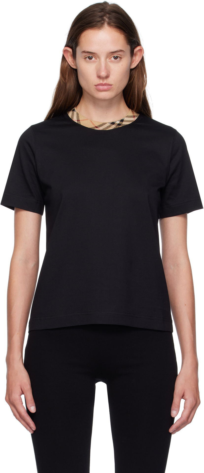 Tričko Burberry Burberry Check Trim Cotton Tee Čierna | 8110271