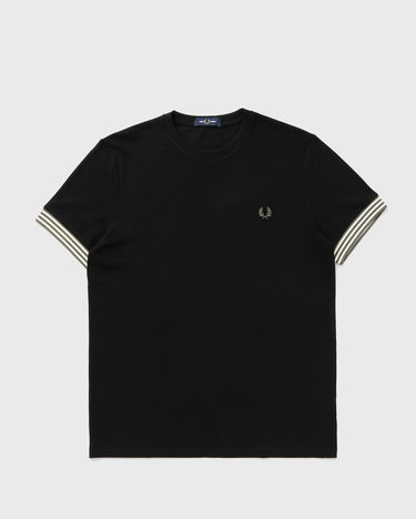 Tričko Fred Perry T-Shirt with Striped Cuffs Čierna | M7707-184, 1