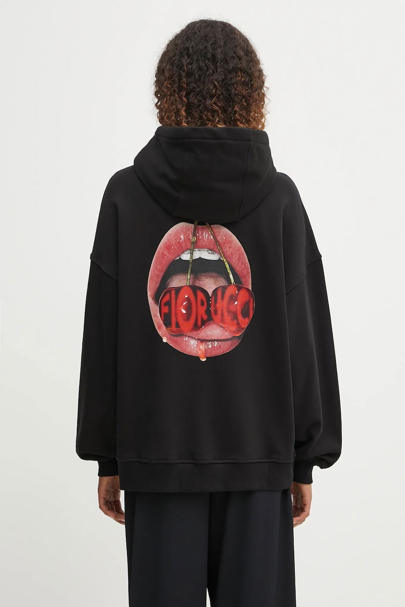 Mikina Fiorucci Fiorucci Cherry Mouth Print Relaxed Fit Hoodie Čierna | W02FPSHO092CJ05BK02