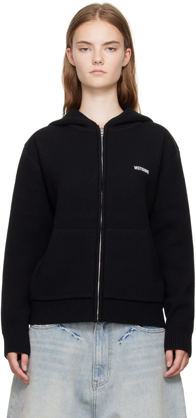Mikina We11done We11done Embroidered-Logo Zip-Up Hoodie Čierna | WD-KJ2-24-605-W-BK, 0