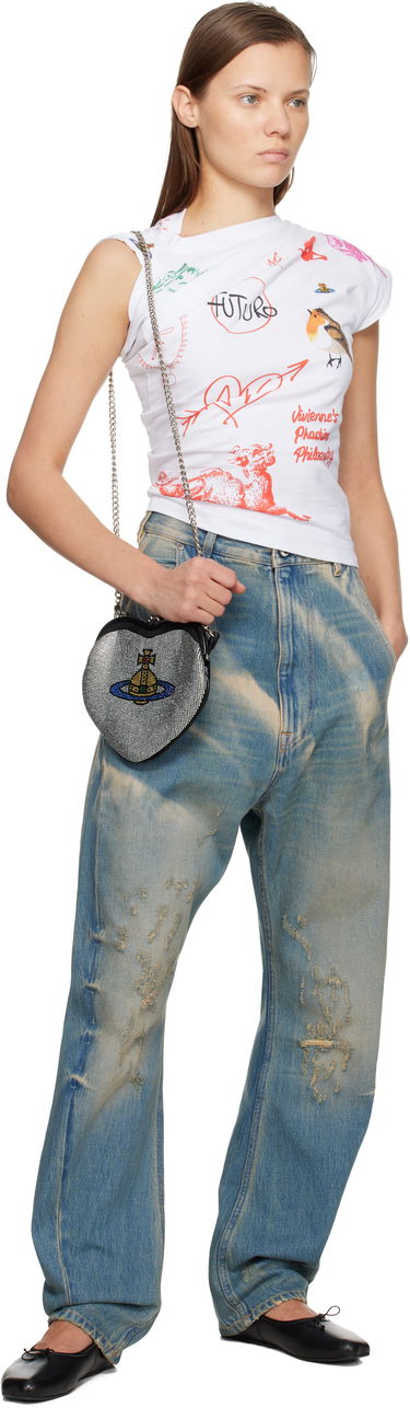 Džínsy Vivienne Westwood Washed Distressed Buckle Back Jeans Modrá | 39020012-W018A-, 3