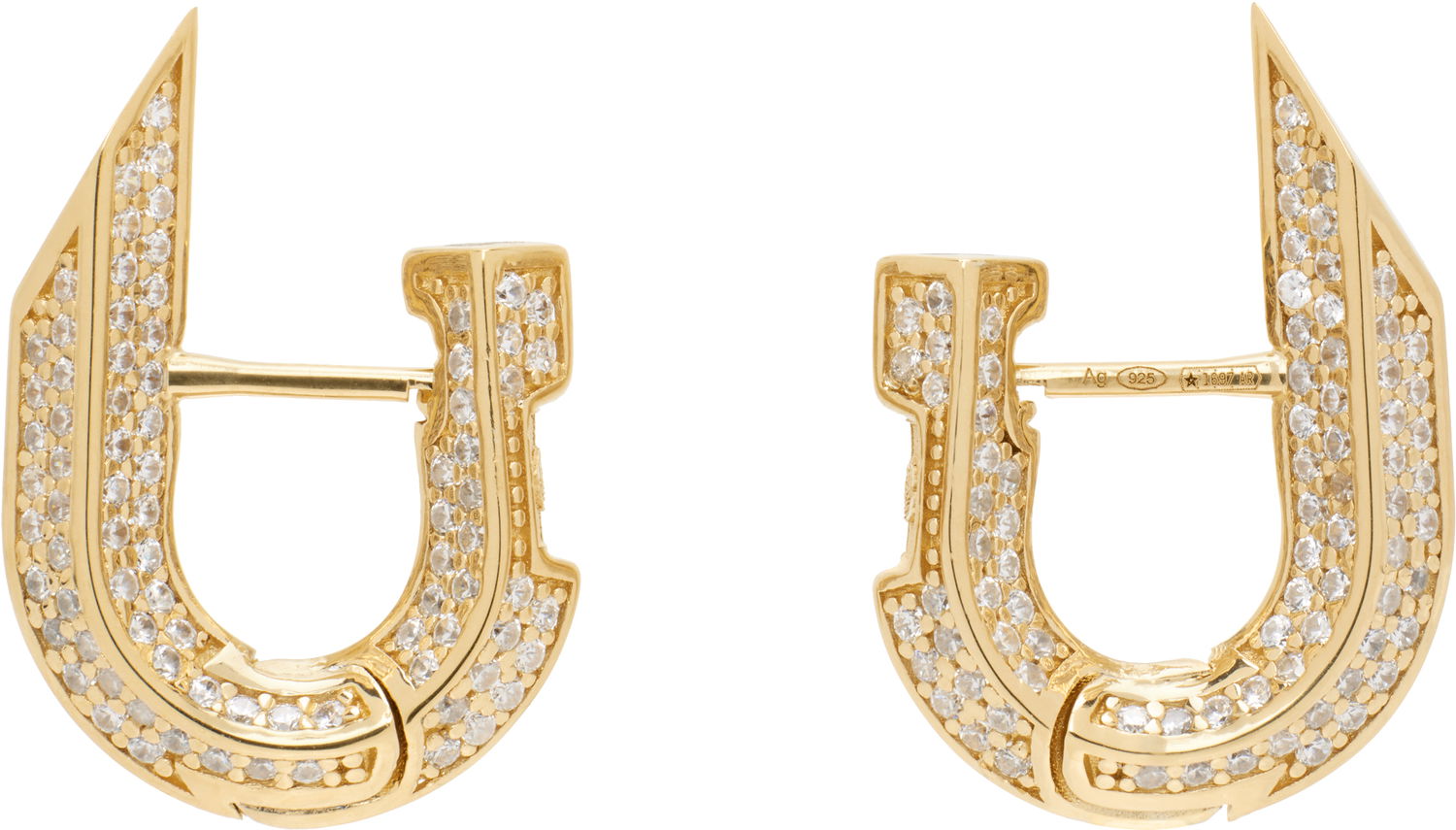Náušnice Burberry Hollow Spike Pave Earrings Metalická | 8074762, 0