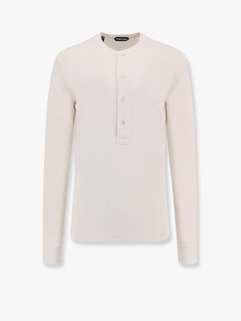 Tričko Tom Ford Long Sleeve Henley T-Shirt Béžová | JHL014JMC048S25AW004