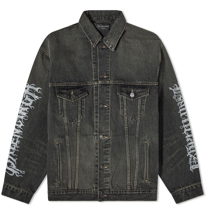 Bunda Balenciaga Metal Logo Denim Jacket Čierna | 773804-TBP47-3721