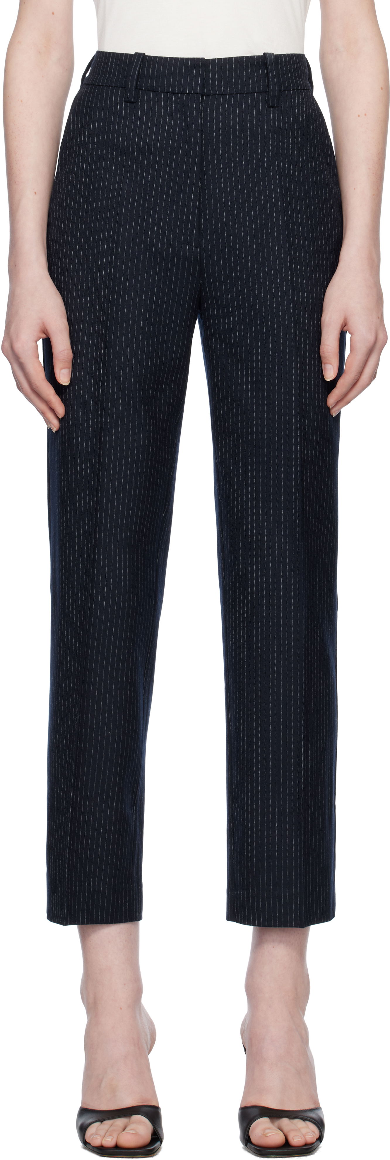 Blaine Pinstriped Cropped Dress Pants