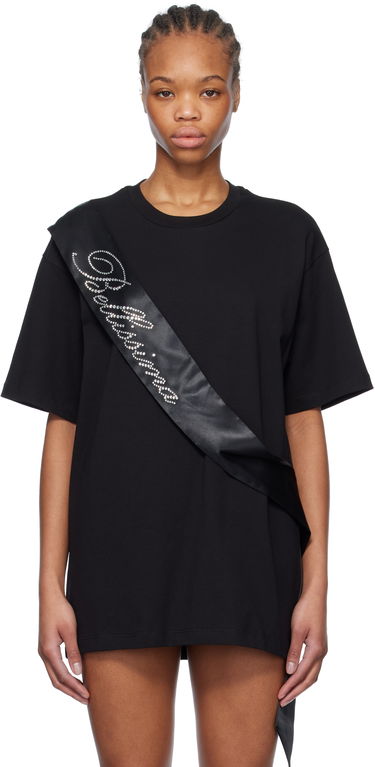 Tričko Blumarine Blumarine Satin Band Rhinestone T-Shirt Čierna | P522T092A, 0