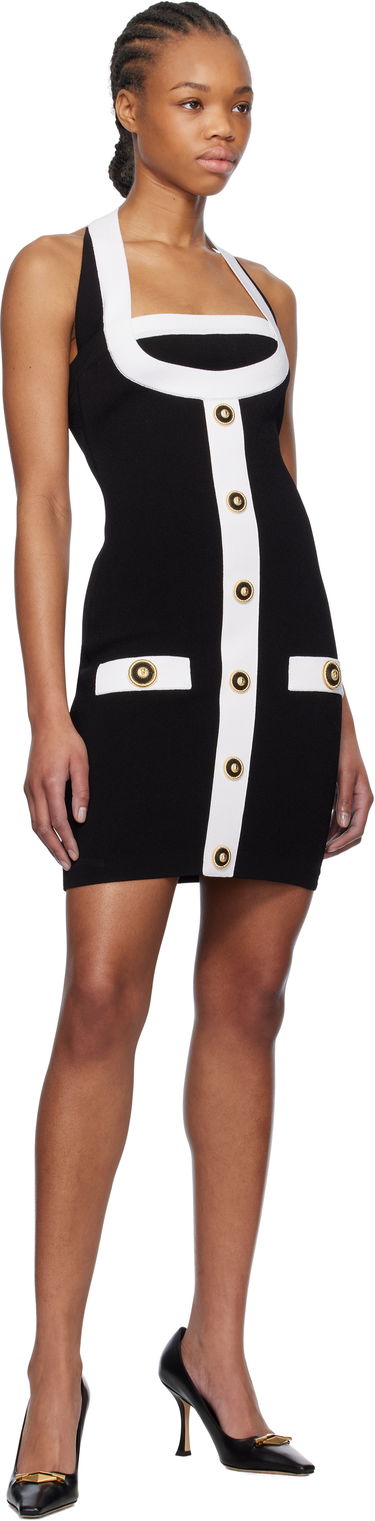 Šaty Balmain Balmain Two-Tone Halterneck Knit Mini Dress Čierna | EF1R2390KH99, 3