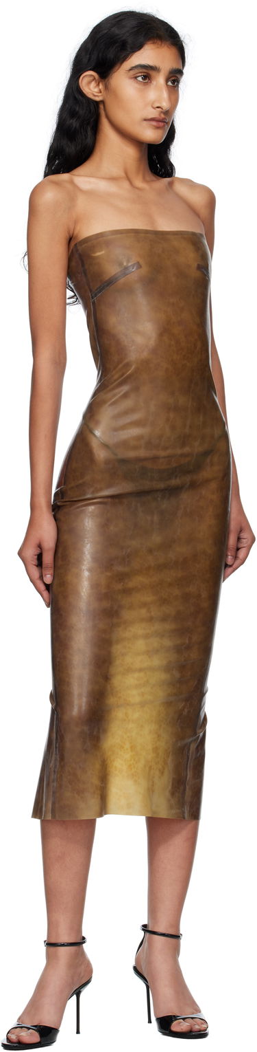 Šaty Miaou Miaou Lila Latex Midi Dress Hnedá | 5025LTXLEO, 3