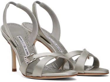 Starostlivosť o obuv Manolo Blahnik Manolo Blahnik Ramisli Satin Heeled Slingback Sandals Šedá | 224-1700, 3