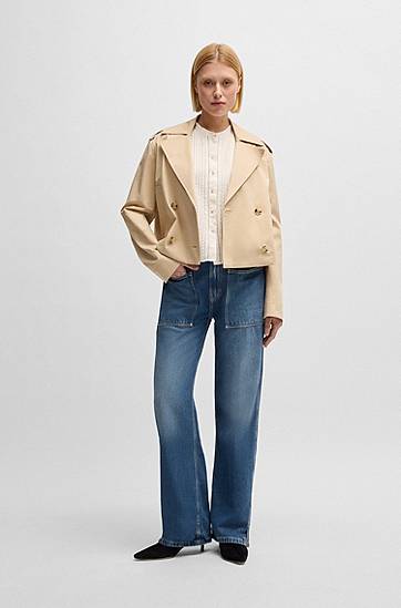 Džínsy BOSS Wide-Leg Fluid Denim Jeans Modrá | 50529919, 1