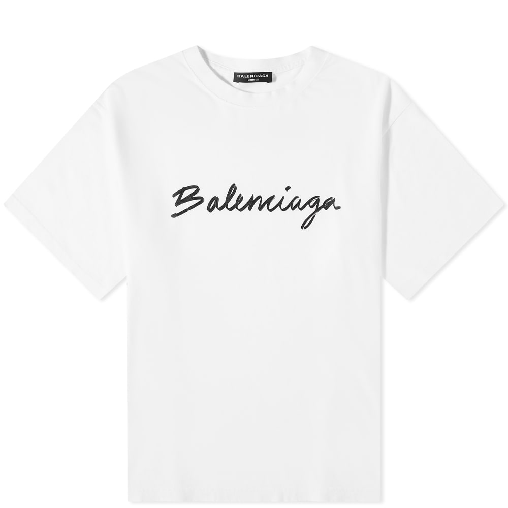Tričko Balenciaga Script Logo Tee White/Black Biela | 612966-TMVB4-9040, 0