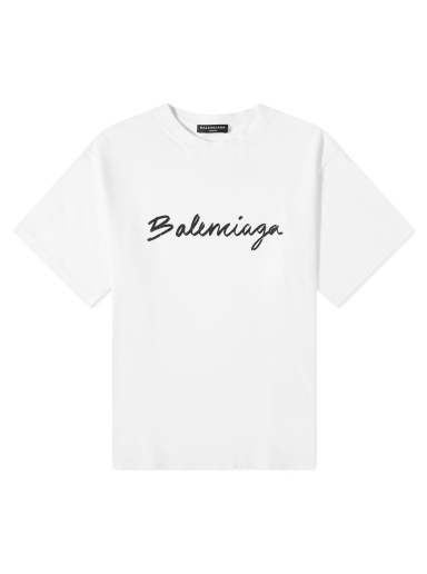 Tričko Balenciaga Script Logo Tee White/Black Biela | 612966-TMVB4-9040