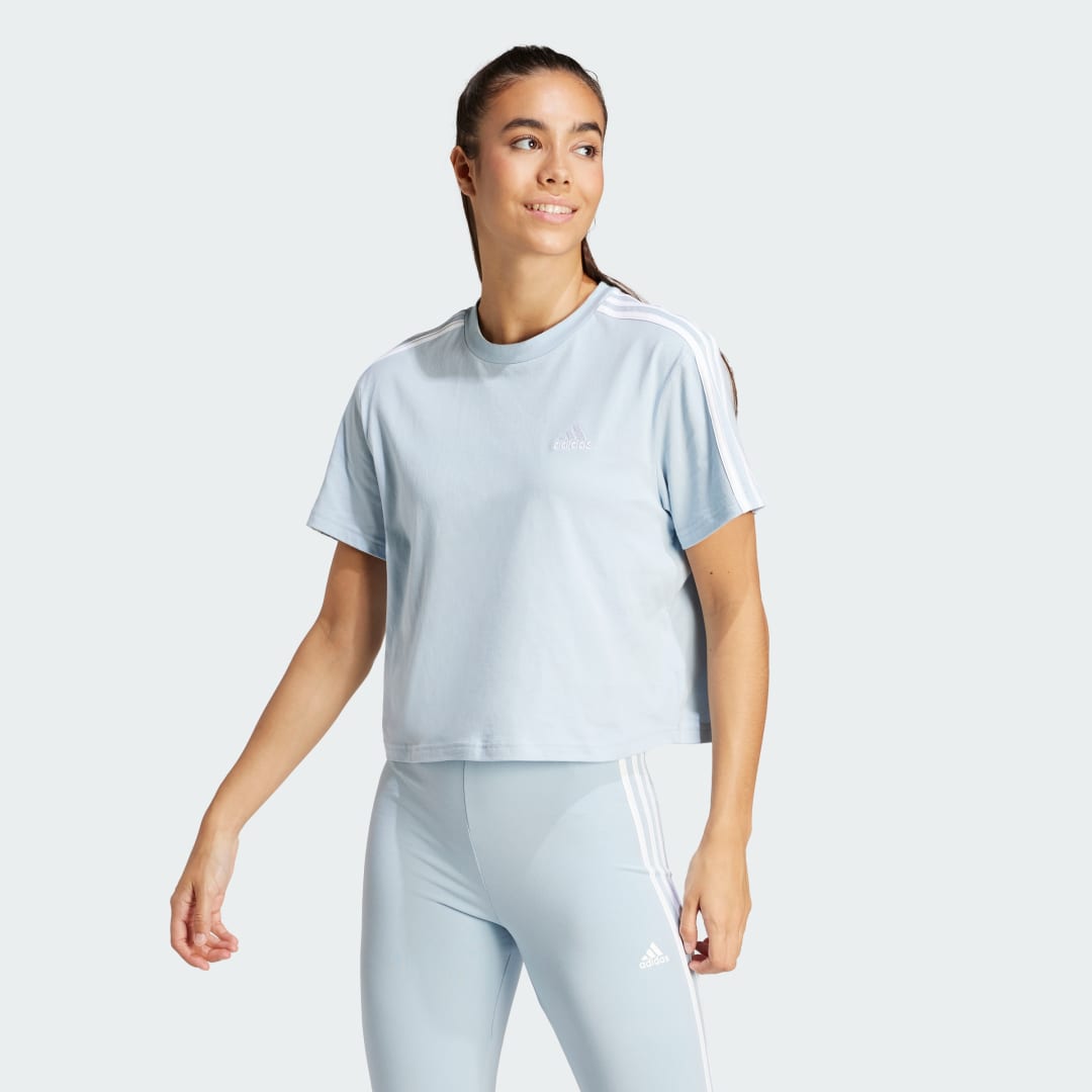 Tričko adidas Performance Sportswear Essentials 3-Stripes Single Jersey T-shirt Tyrkysová | IS1568, 1