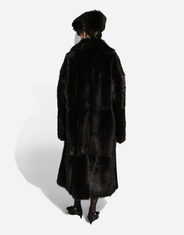 Kabáty Dolce & Gabbana Single-breasted Shearling Coat Čierna | F0W2DFFUP9BN0000, 3