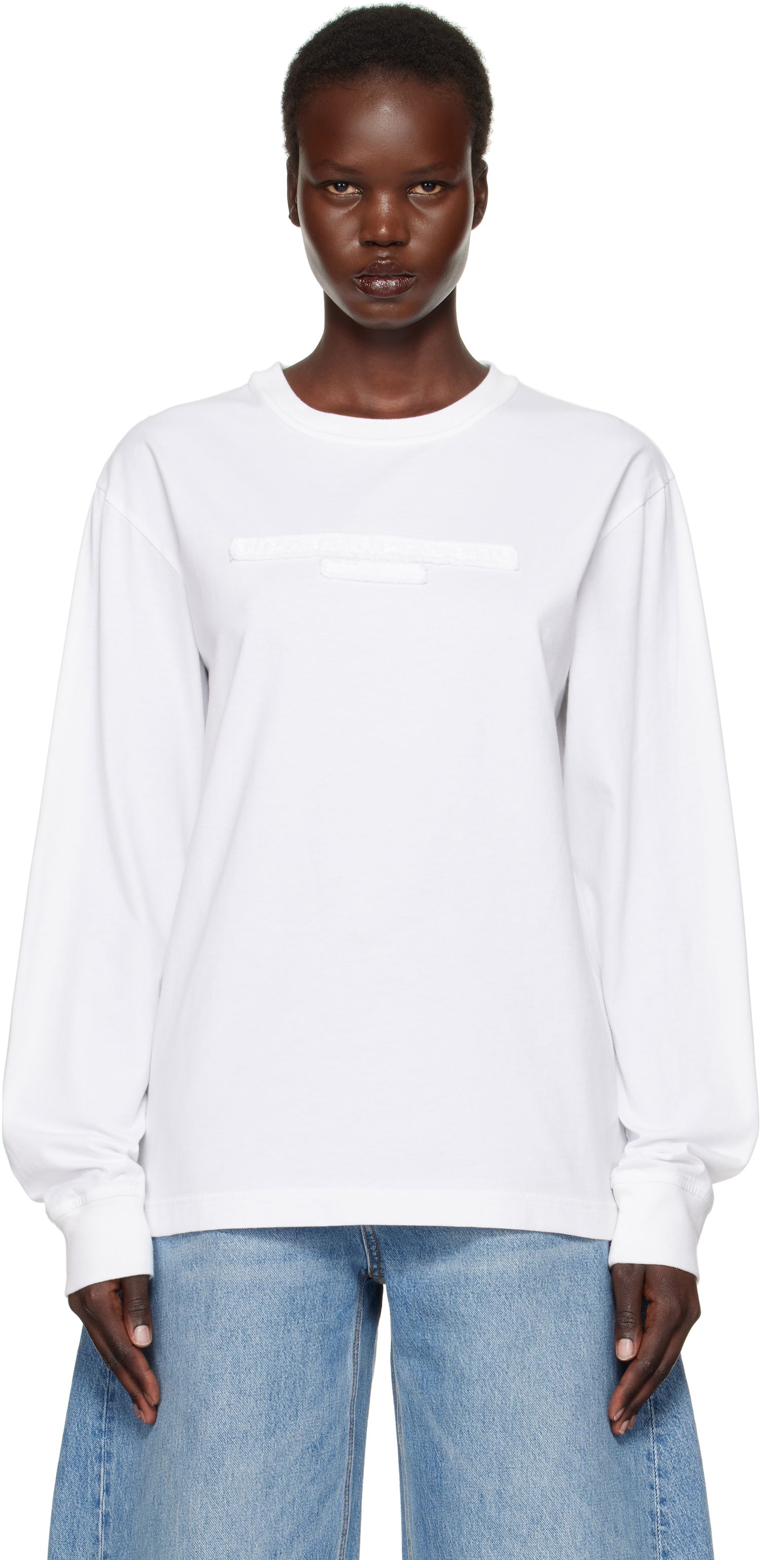 Tričko Alexander Wang Distressed Logo Long Sleeve T-Shirt Biela | UCC1251787, 0