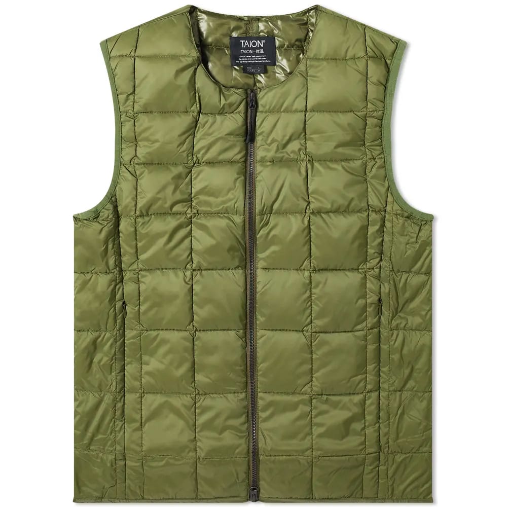 Vesta TAION Crew Neck Down Vest Zelené | TAION-004-OLV, 0