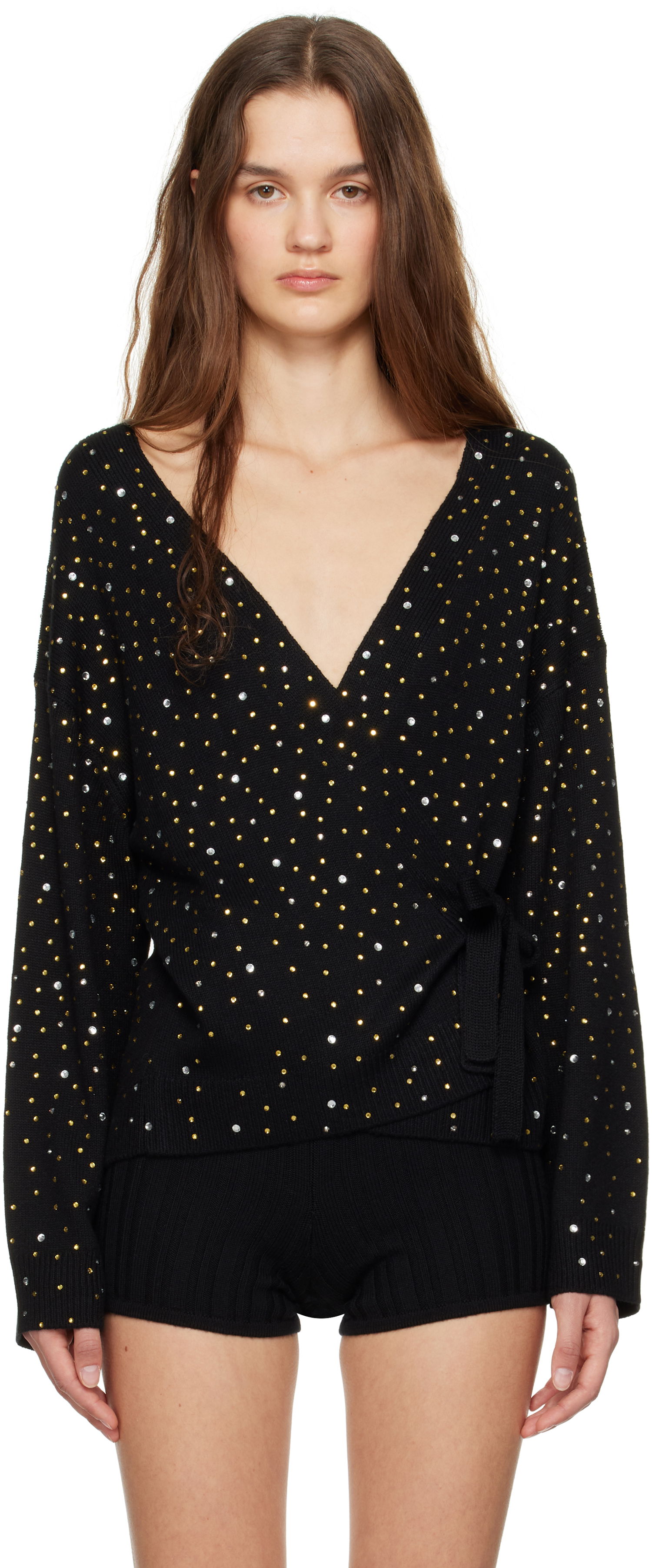 Sveter Bode Embellished Oak Wrap Cardigan Čierna | WRF24KT006, 0