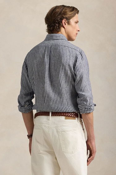 Košeľa Polo by Ralph Lauren Striped Linen Shirt Modrá | 710961264, 1