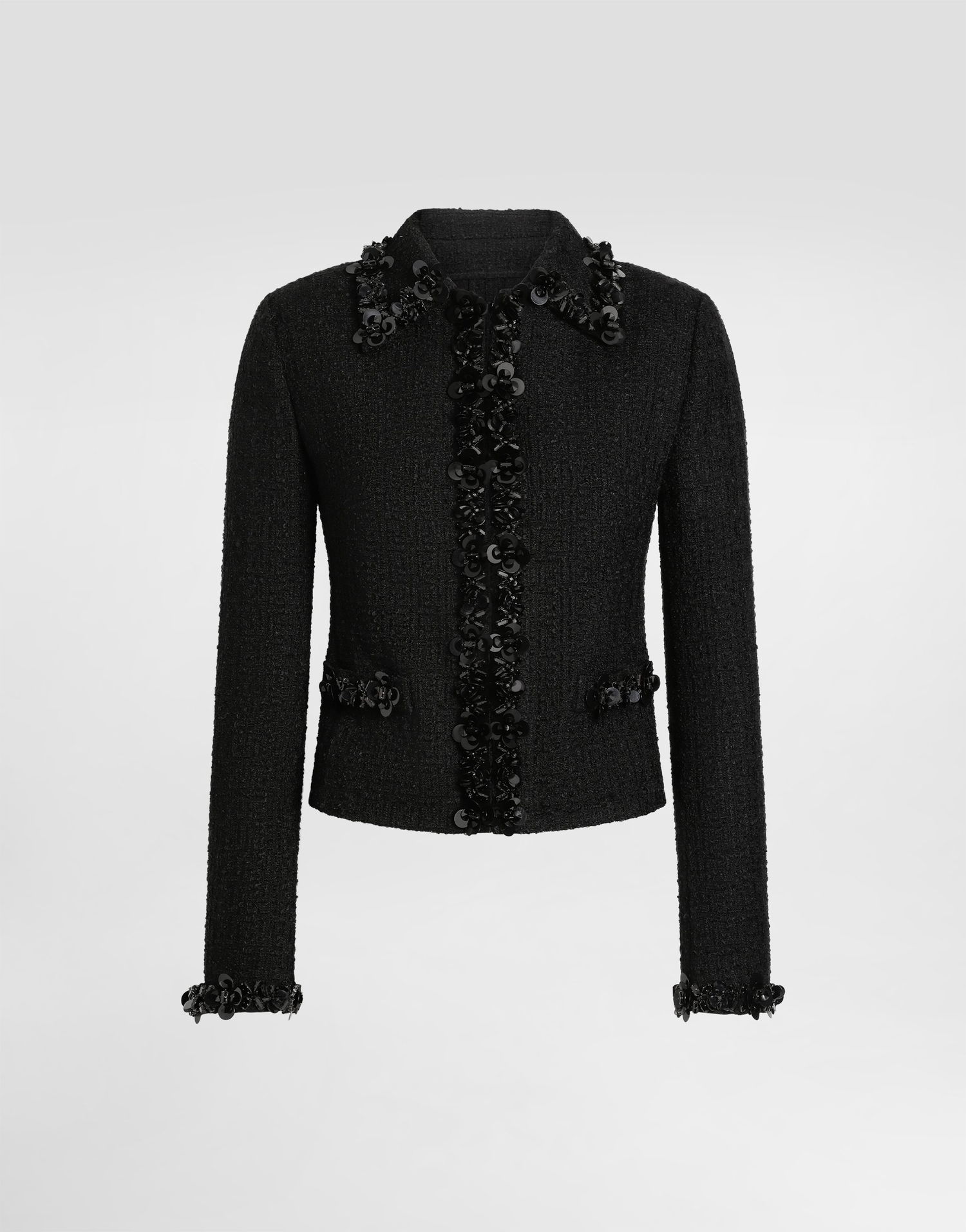 Bunda Dolce & Gabbana Dolce & Gabbana Stretch Mat Embellished Short Jacket Čierna | F27GGZFUCDQN0000, 0