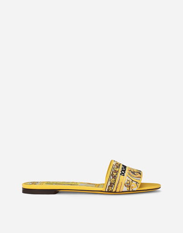 Tenisky a topánky Dolce & Gabbana Embroidered Majolica Pattern Sliders Žltá | CQ0571AV8048Q728, 0