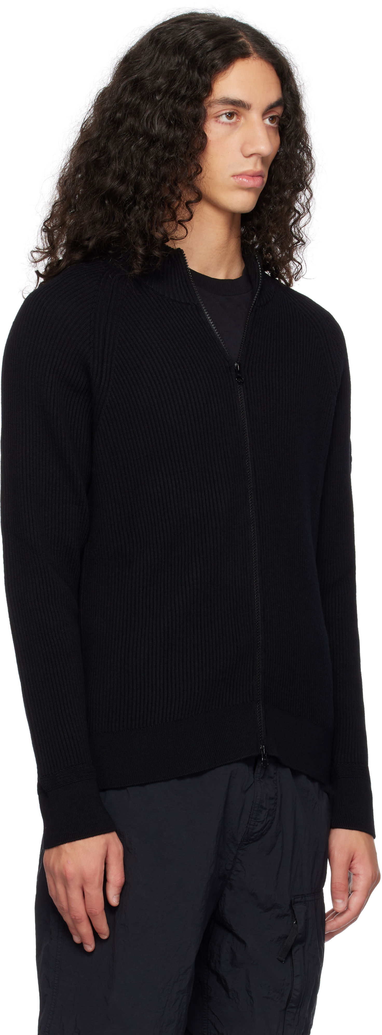 Sveter Stone Island Full Rib RWS Wool Zip-Up Jacket Čierna | 8115519C2, 1