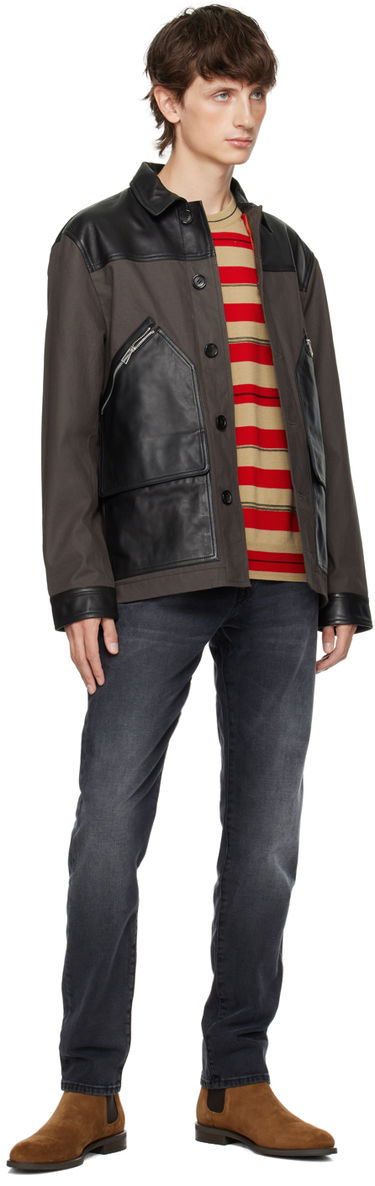 Bunda Paul Smith PS Paul Smith Paneled Leather Jacket Šedá | M2R-319YL-L21450, 3