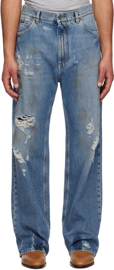 Džínsy Dolce & Gabbana Dolce&Gabbana Oversized Distressed Tag Jeans Modrá | GWVNXDG8MT7, 0