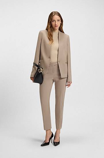 Nohavice BOSS Slim-Fit Stretch Punto Milano Trousers Béžová | 50541994, 1