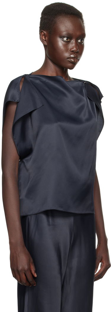 Tielko Baserange Baserange Clavo Satin Blouse Navy | TOCLA-VI-WI24, 1