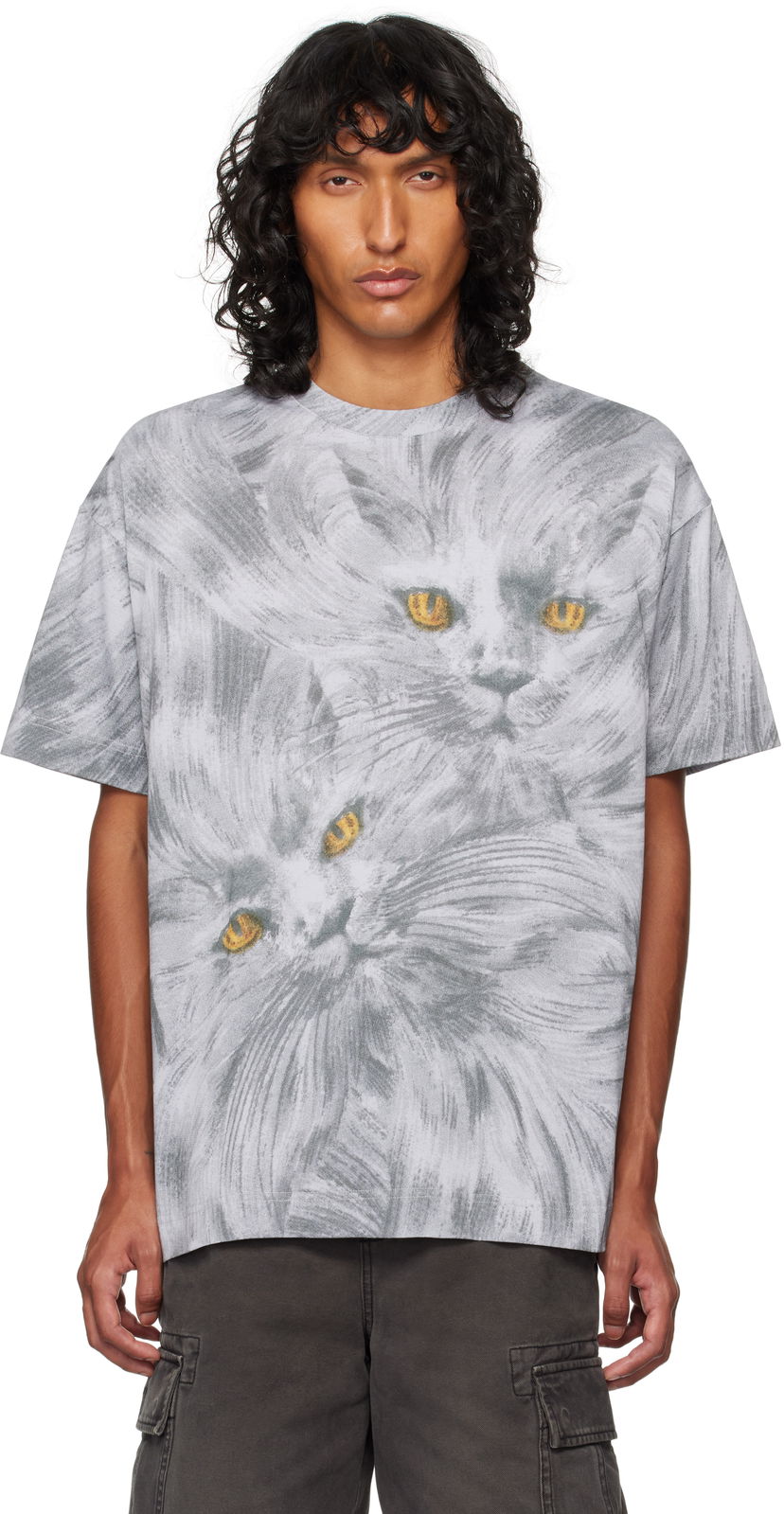 Tričko Givenchy Printed Cat T-shirt Šedá | BM71JA3YNP960