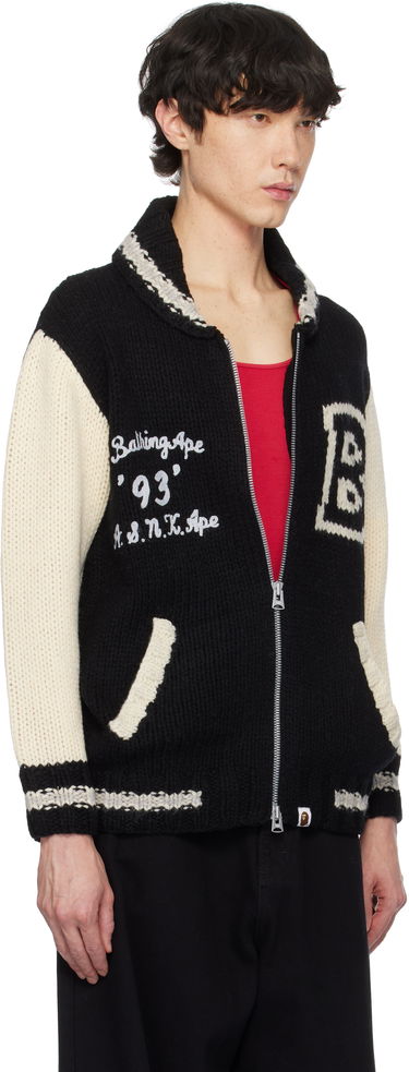 Sveter BAPE A Bathing Ape Cowichan Knit Cardigan Čierna | 001KNK801002M, 1