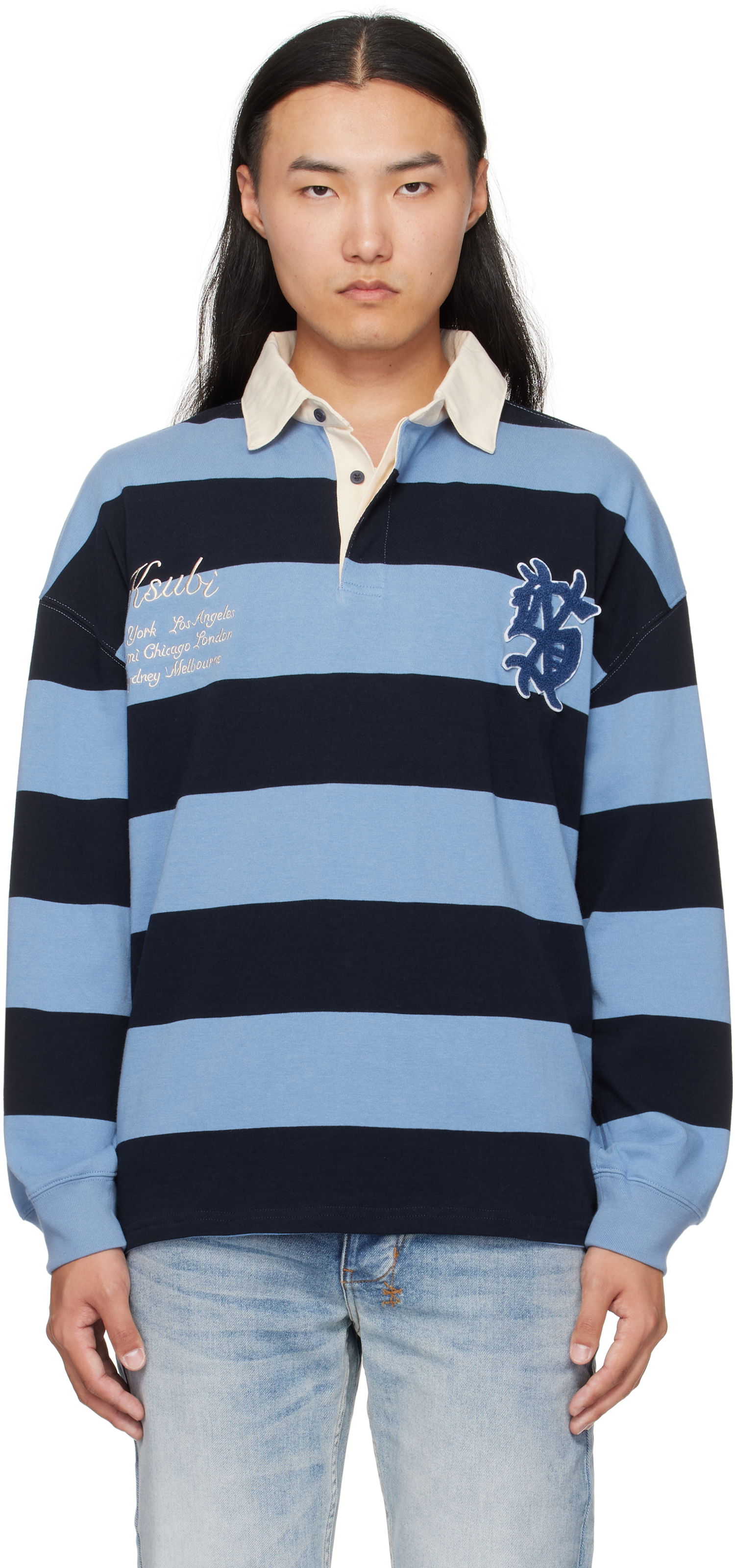 Polo tričko Ksubi Ksubi Rugged Rugby Jersey Polo Modrá | MFA25FT001, 0