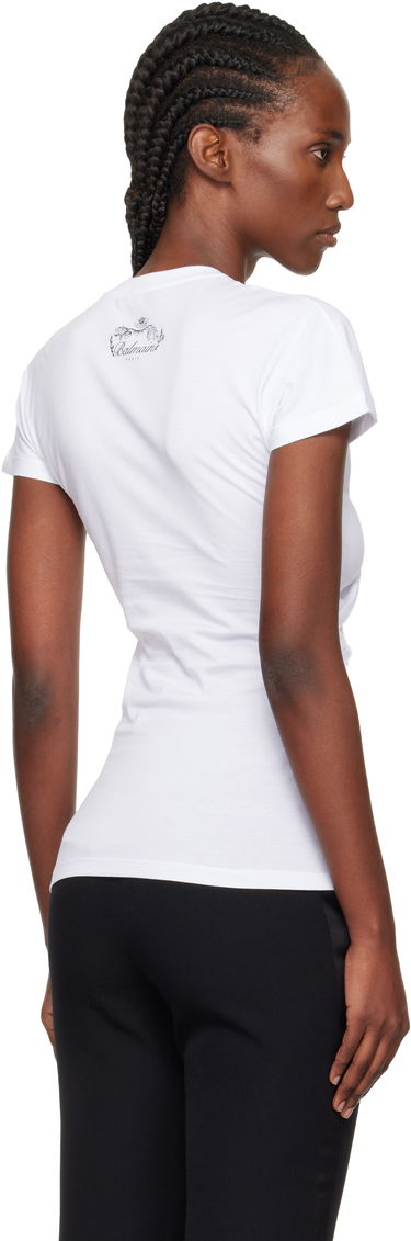 Tričko Balmain Balmain Short-Sleeved Draped Jersey T-shirt with Buttons Biela | FF0EF002GF23, 2