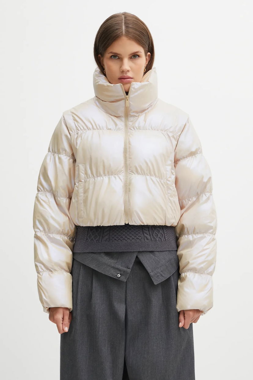Prešívaná bunda adidas Originals adidas Originals Ess Glossy Oversized Puffer Jacket Béžová | JX2985