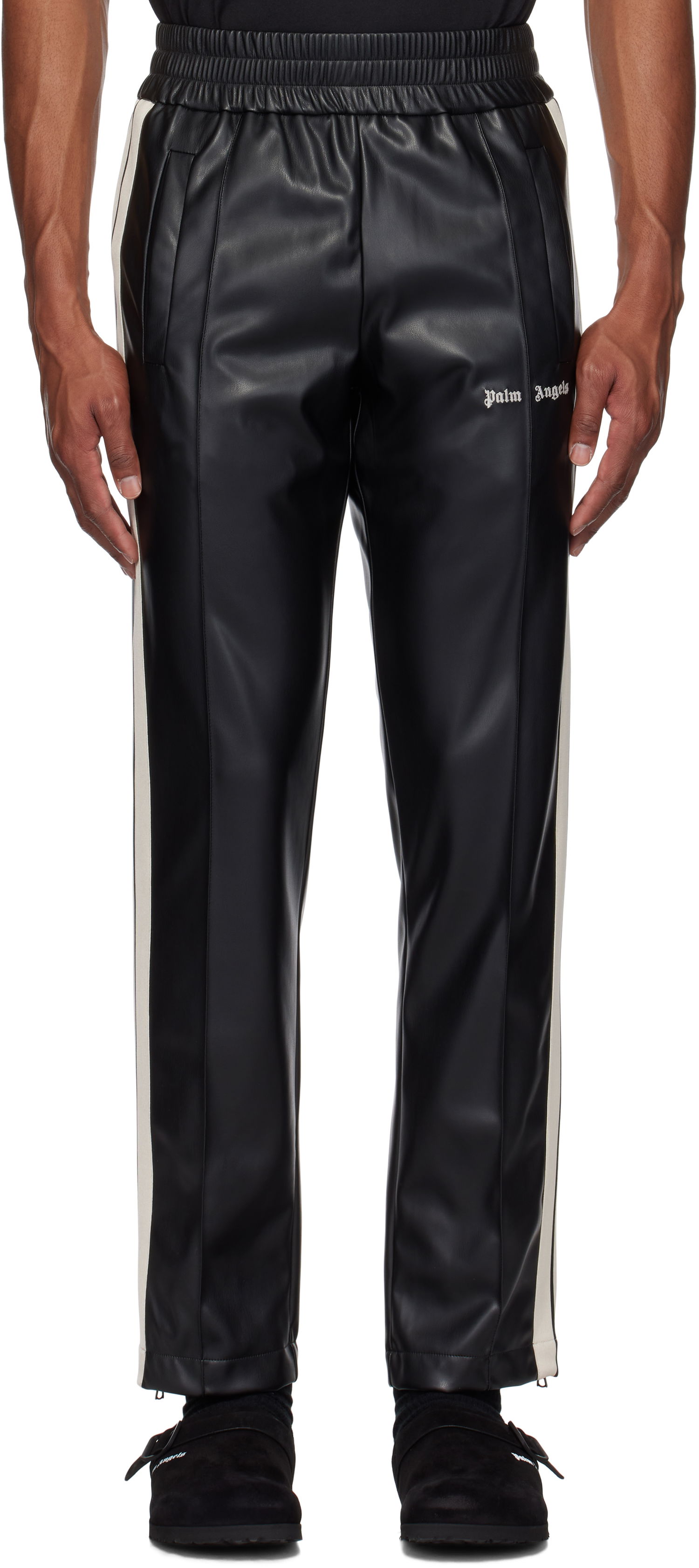 Nohavice Palm Angels Faux-Leather Track Pants Čierna | PMCJ020F24FAB0011003, 0