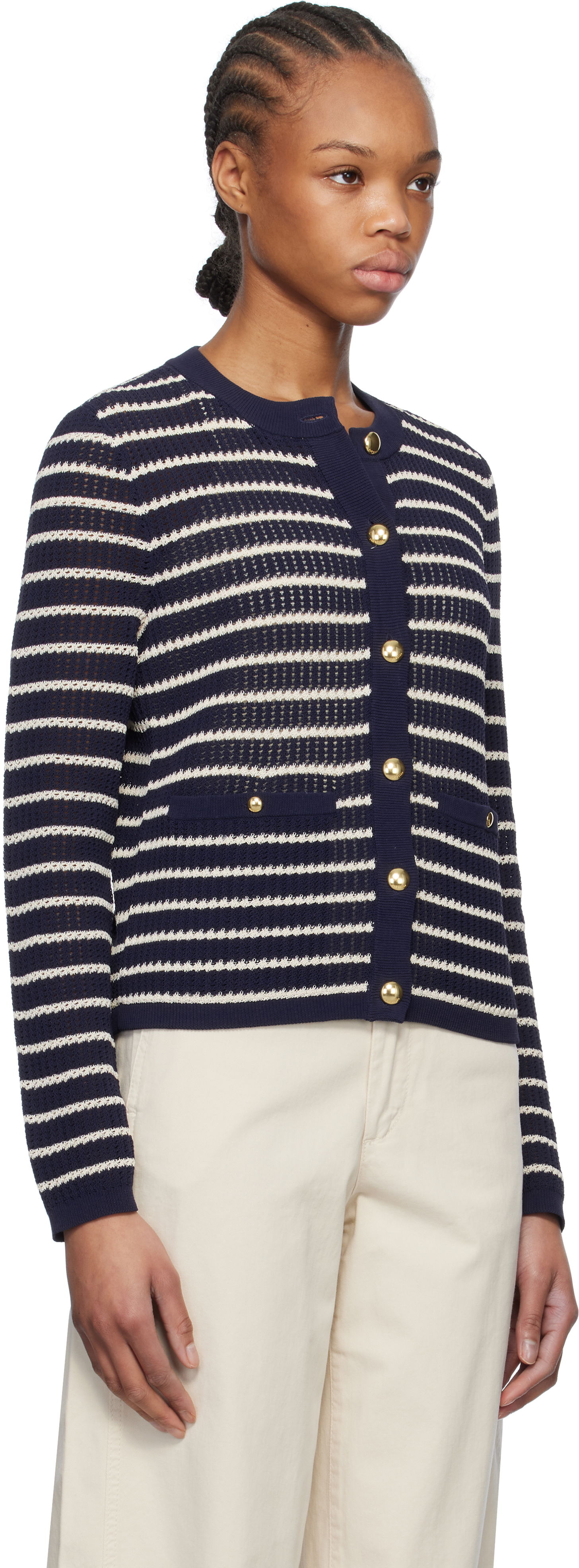 Sveter rag & bone rag & bone Viola Stripe Cardigan Navy | WAS24S042TG42, 1