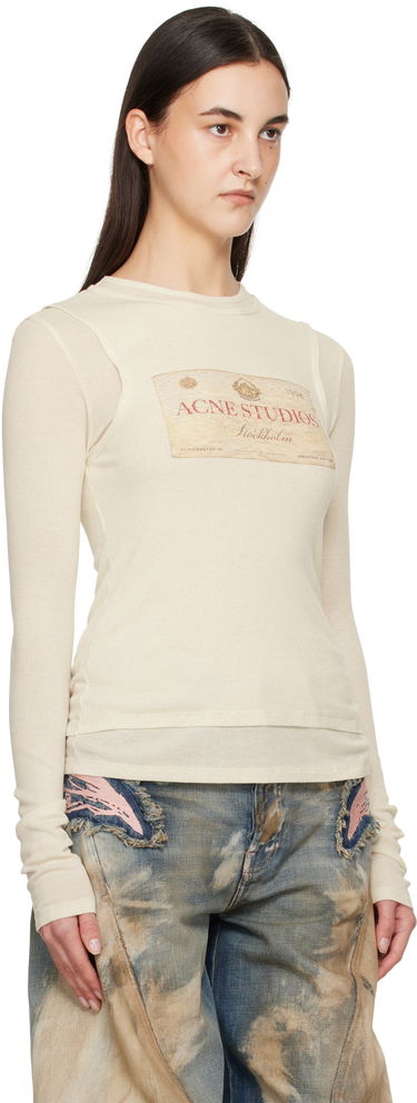 Tričko Acne Studios Acne Studios Double-layered Long Sleeve T-Shirt Béžová | AL0435-, 1