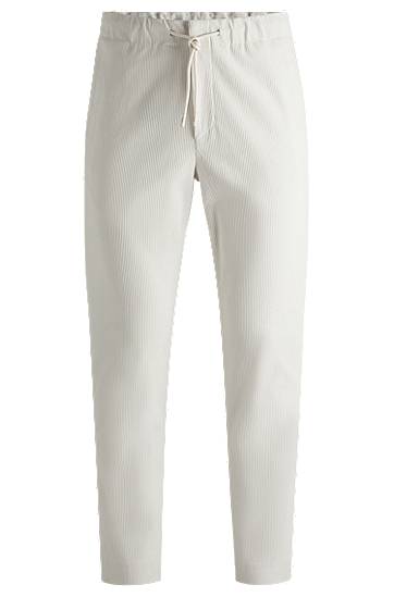 Nohavice BOSS Tapered-Fit Performance Corduroy Trousers Biela | 50530667, 0