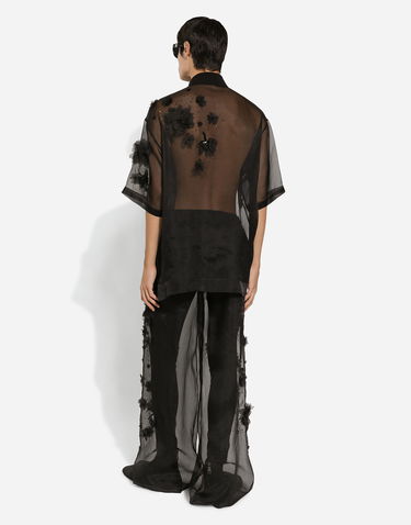 Nohavice Dolce & Gabbana Dolce & Gabbana Floral Appliqué Organza Wide-Leg Pants Čierna | GP05XZFU1IDN0000, 2
