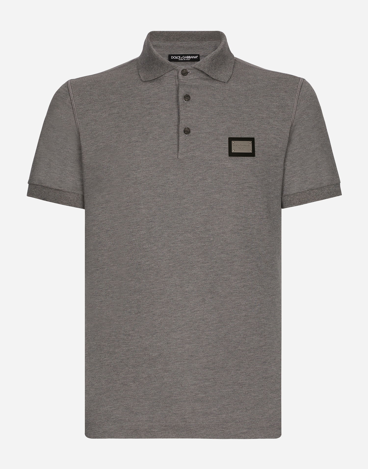 Polo tričko Dolce & Gabbana Cotton Piqué Polo-shirt With Branded Tag Šedá | G8PL4TG7F2HS8291, 0