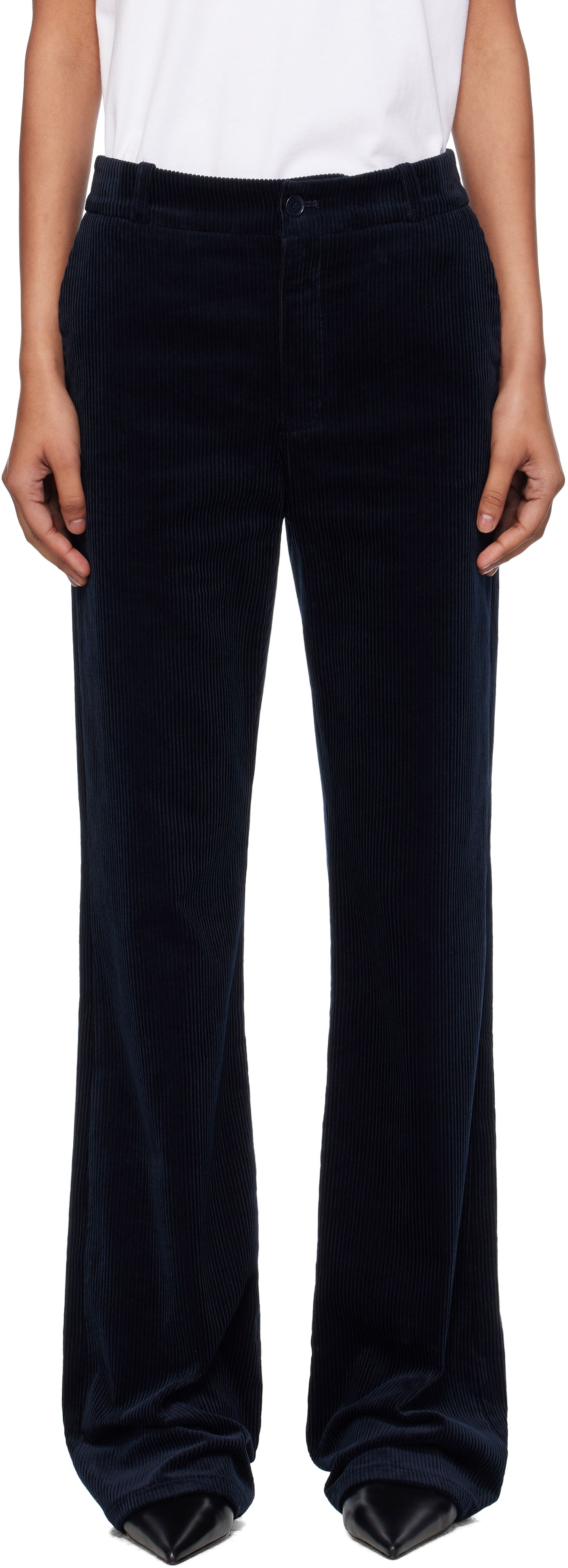 Nohavice A.P.C. A.P.C. Rosemary Corduroy Flare Trousers Navy | COHBB-F08502, 0
