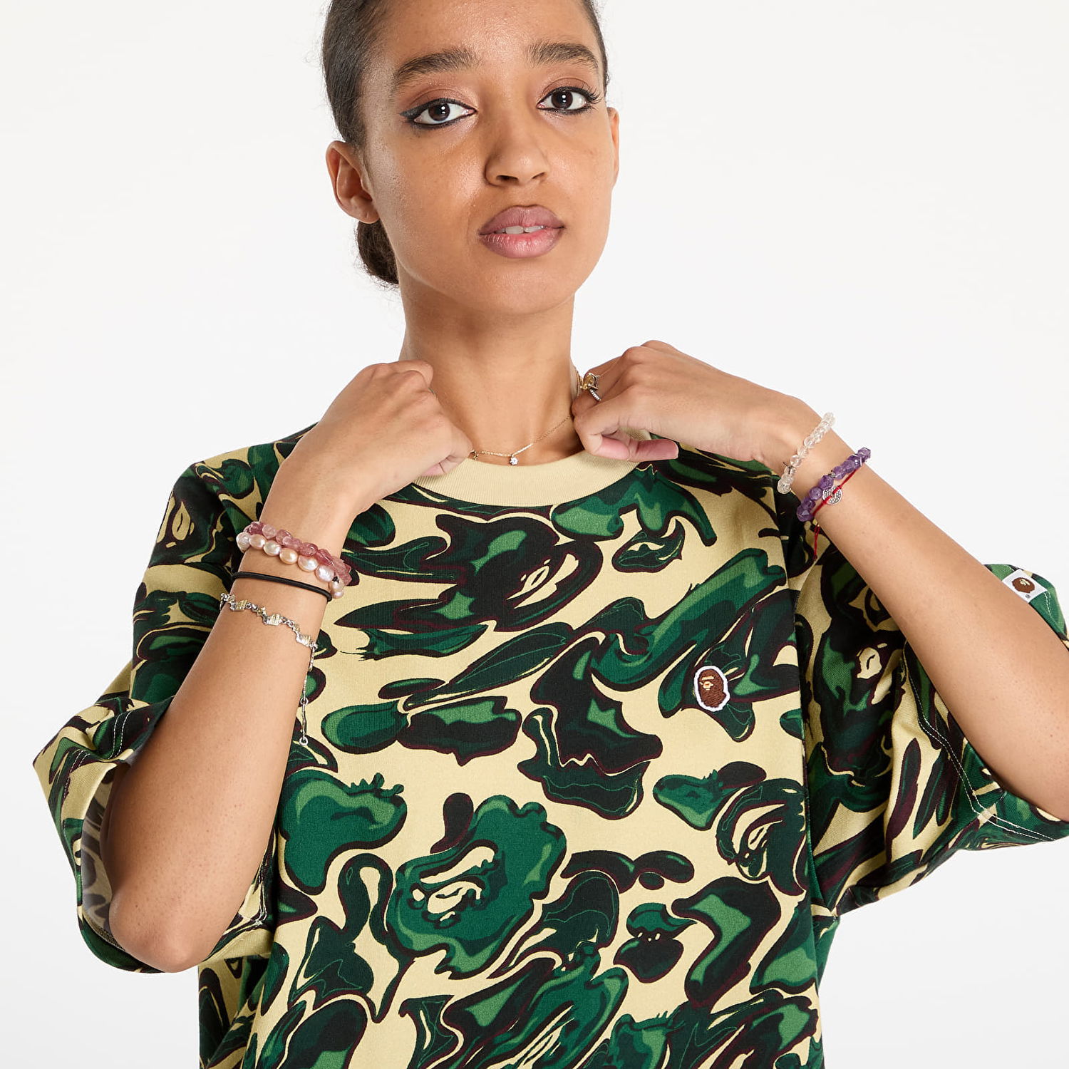 Tričko BAPE Marbling Camo One Point Relaxed Fit Tee Zelené | 001CSK801305M GRN, 1