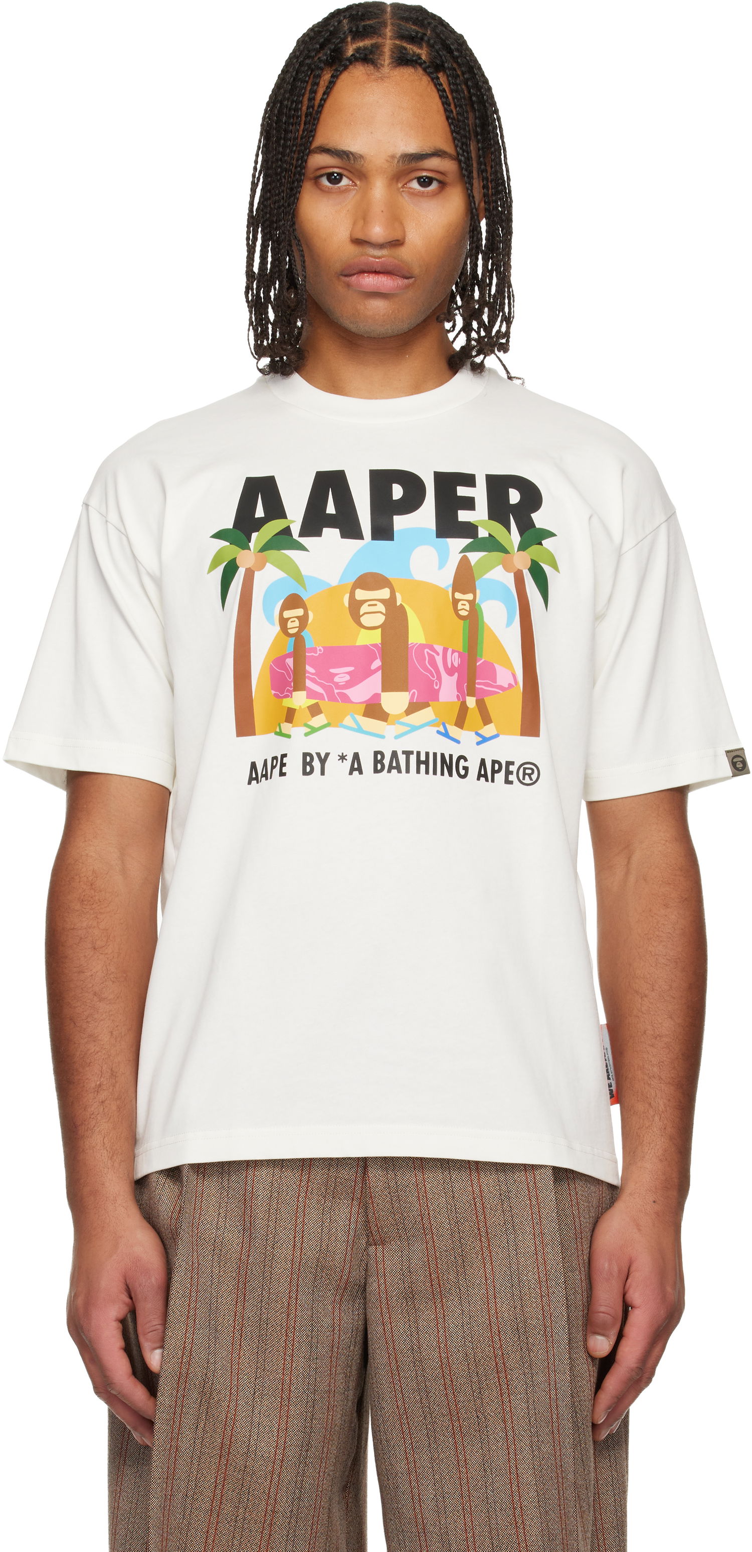 Tričko AAPE by A Bathing Ape AAPER Graphic T-shirt Biela | AAPTEM1615XXNIVX, 0