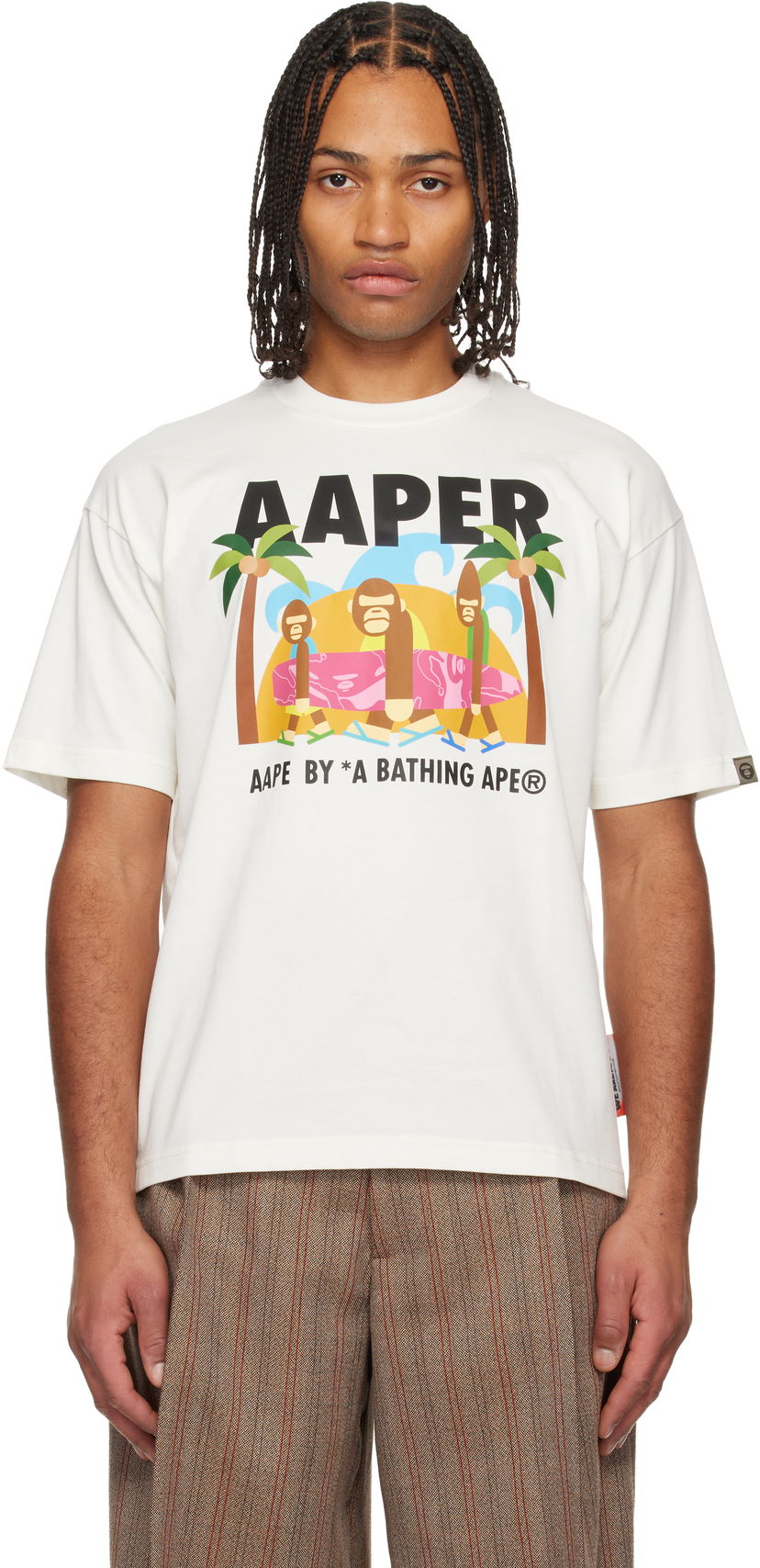 Tričko AAPE by A Bathing Ape AAPER Graphic T-shirt Biela | AAPTEM1615XXNIVX